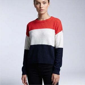 H&M Colorblock Striped Crewneck Sweater - Red, White & Navy
